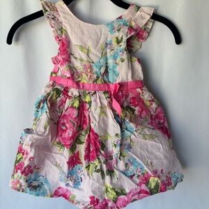 Floral Pink and Green Kids Dress